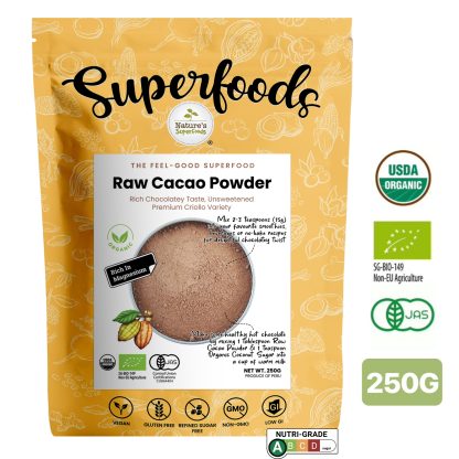 Raw Cacao Powder 250G - Front (CERT)
