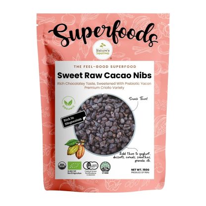 Sweet Raw Cacao Nibs 150G - Front