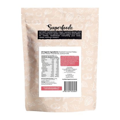 Coconut Flakes + Quinoa + Goji Cereal Mix 290G Back