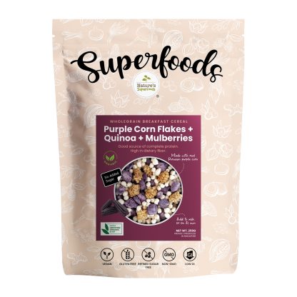 PURPLE CORN QUINOA PUFFS MULBERRIES CEREAL MIX 250G FRONT