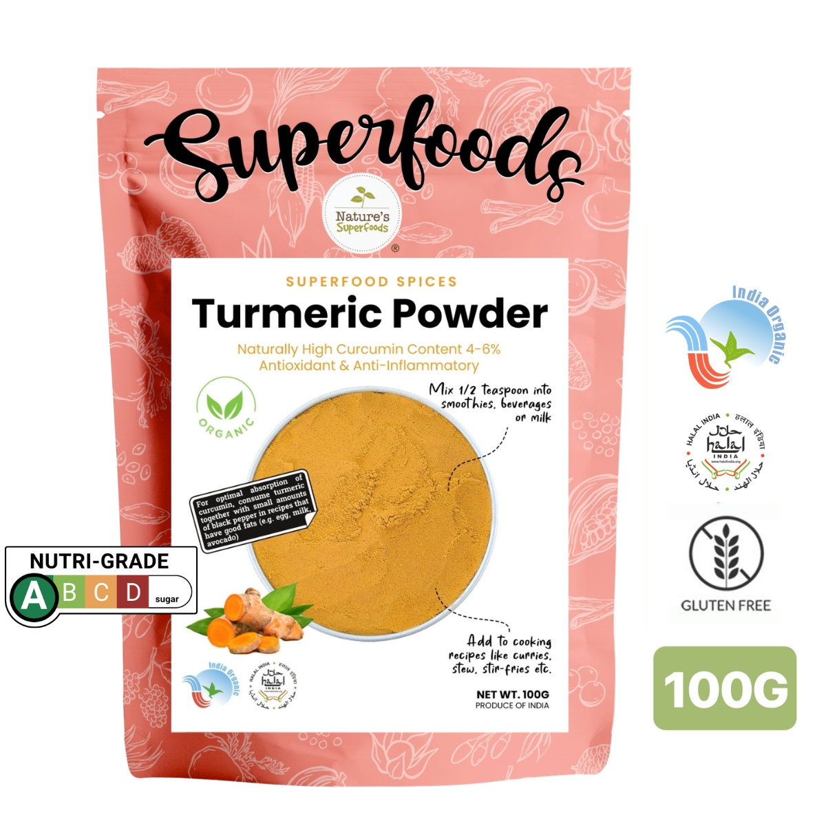 Turmeric Powder 100G Front (CERT)