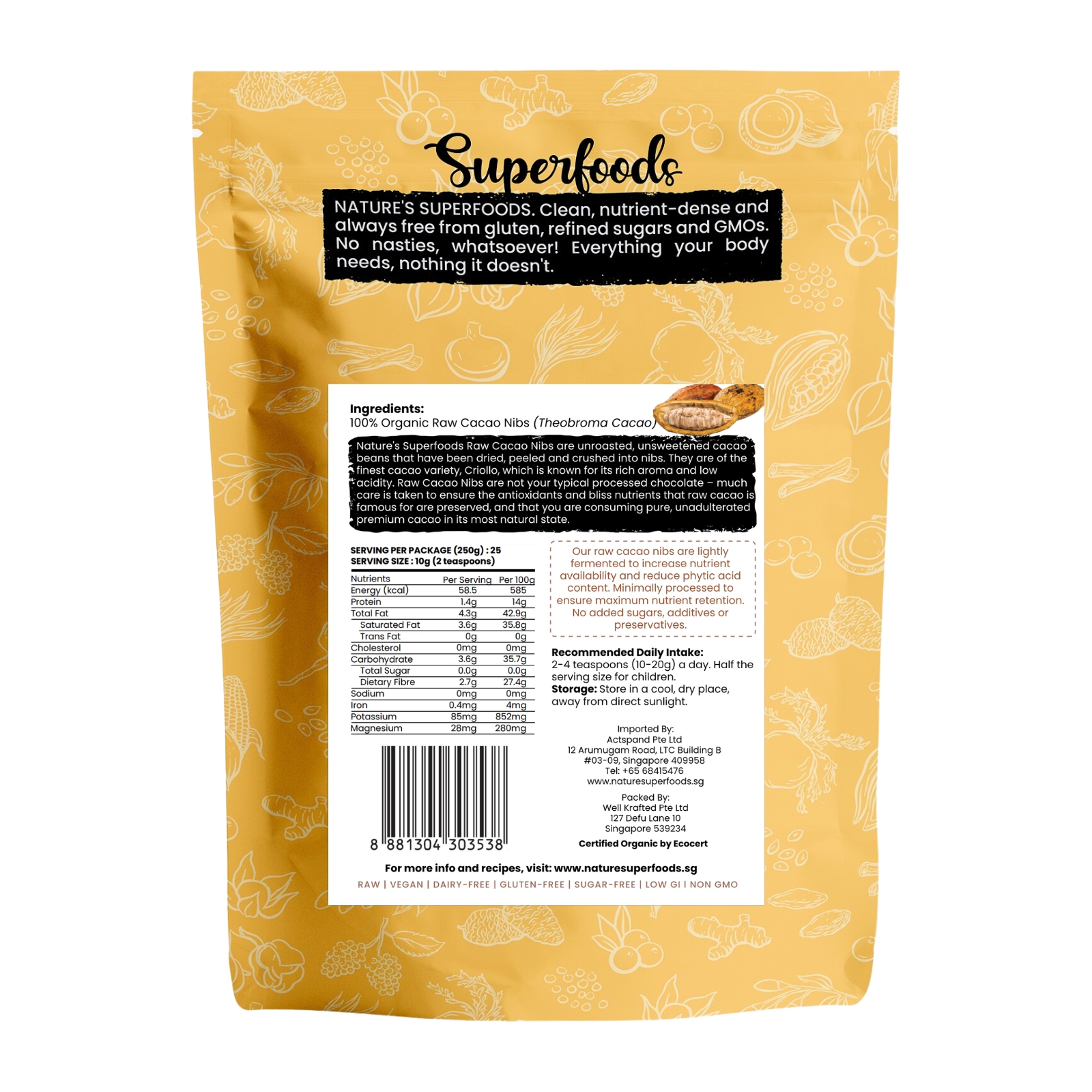 Raw Cacao Nibs 250G Back (6)