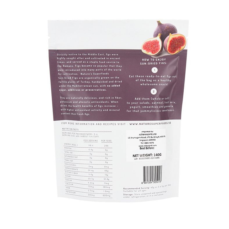Organic Sun-Dried Figs 140g back