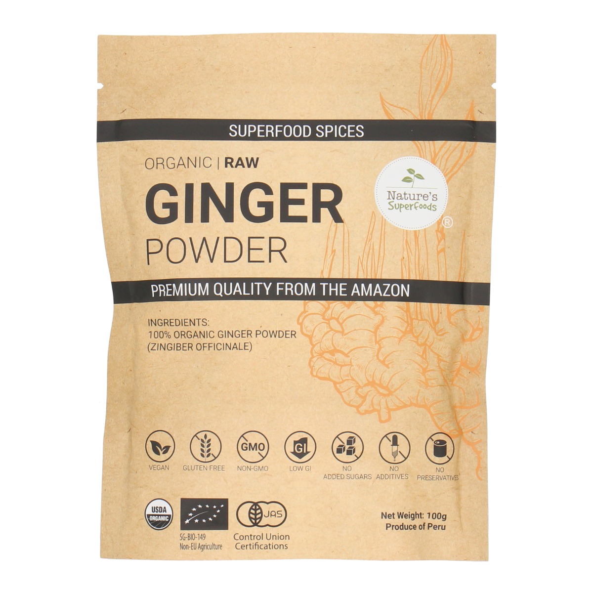 Organic Raw Ginger Powder Front