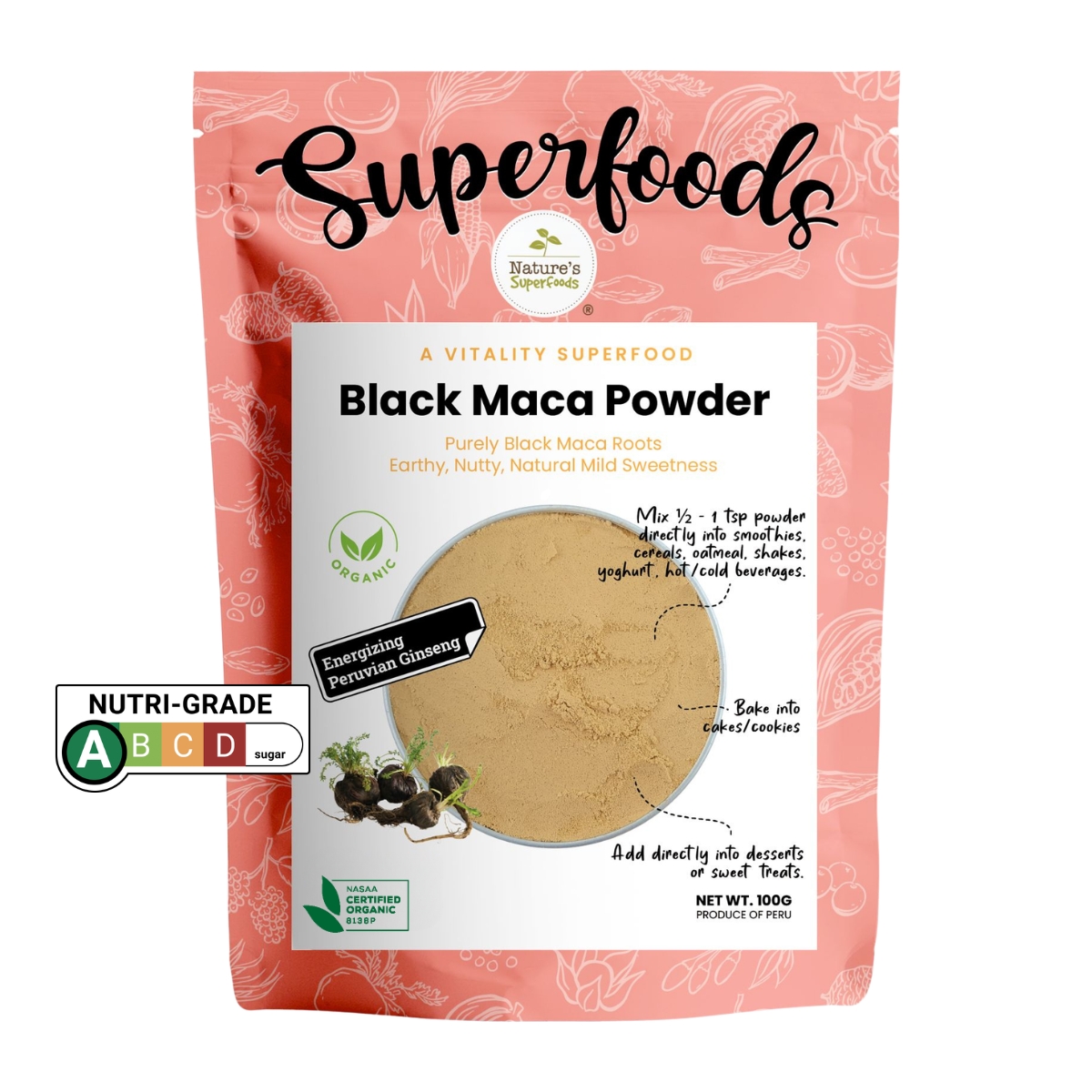 Black Maca Powder 100G Front