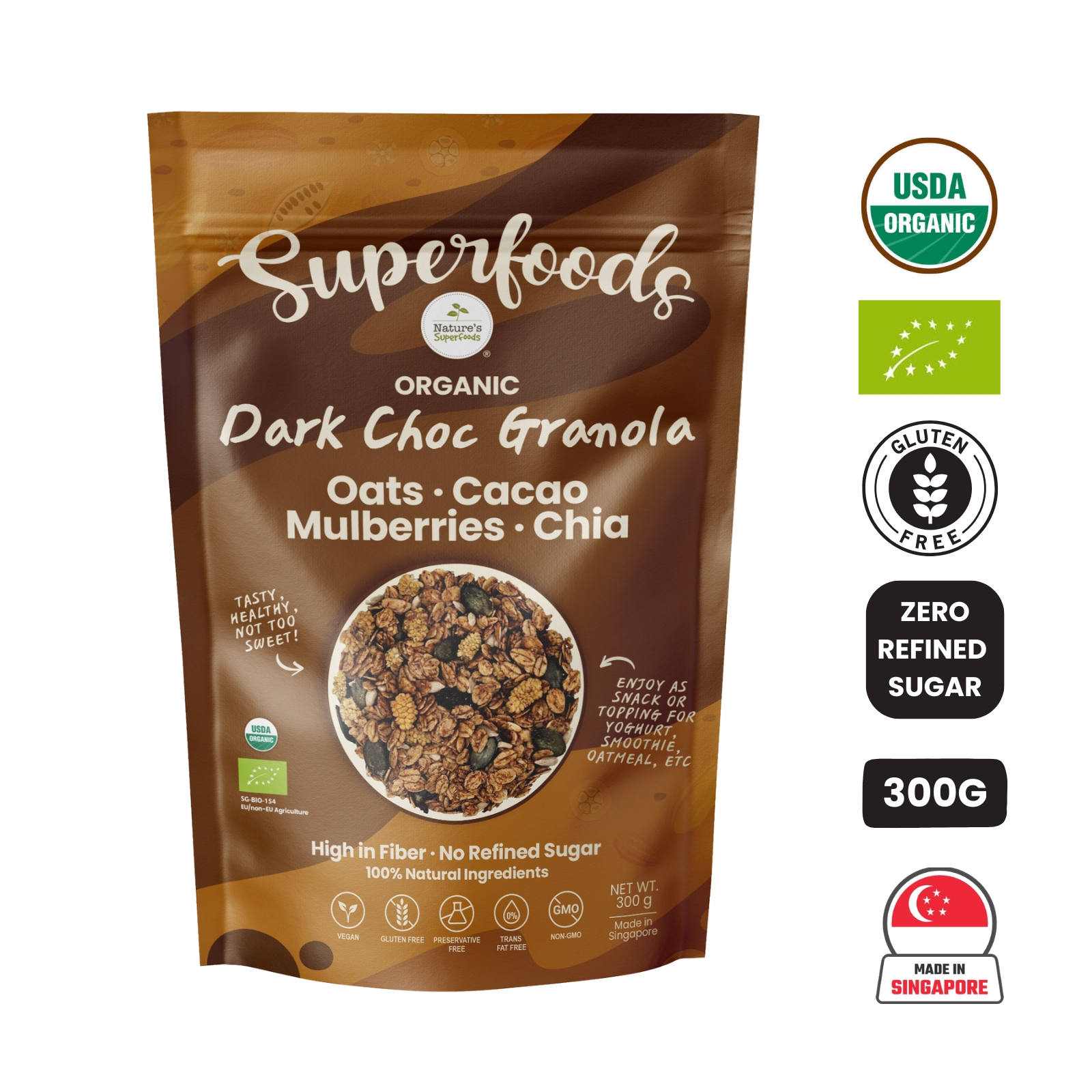 Dark Chocolate Granola 300G Front (CERT)
